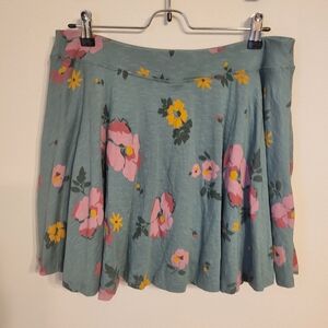 Toad & Co Birdie Skort Large Green Floral Active Tennis Golf Pockets Athletic